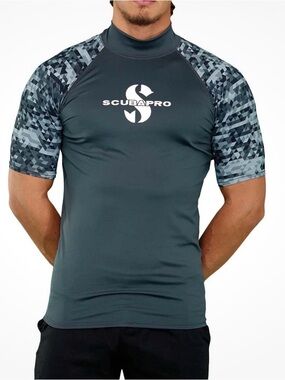 ScubaPro Graphite Rash Guard Mens, Short Sleeve (UPF50) Size M NWT